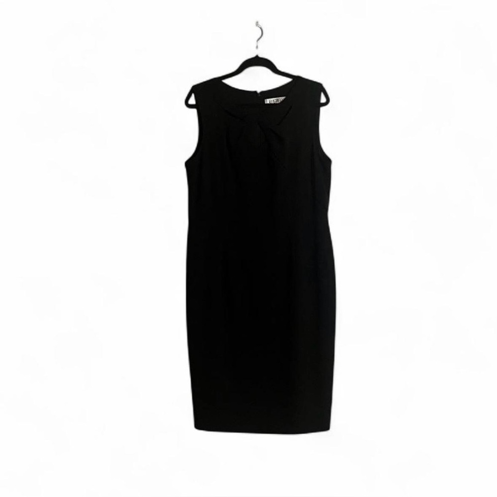 Kasper Dress Sz 14 Sheath Sleeveless Twist Front Detail Closet Staple Work Wear